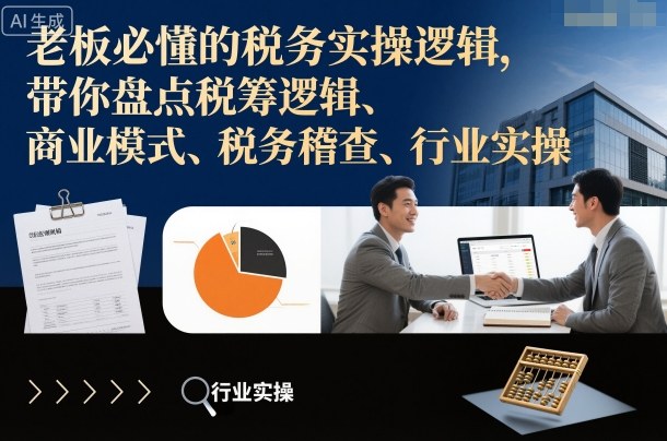 老板必懂的税务实操逻辑,带你盘点税筹逻辑、商业模式、税务稽查、行业实操-摇钱树