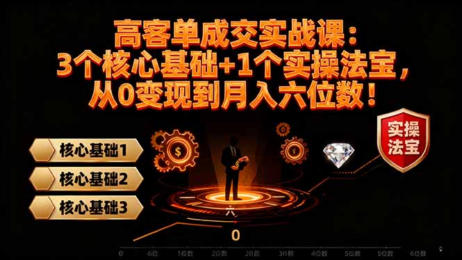 高 客单成交实战课:3个核心基础+1个实操法宝,从0变现到月入六位数!-摇钱树