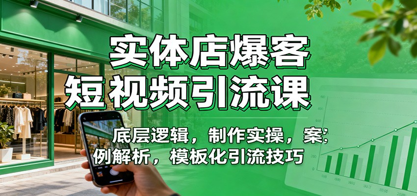 实体店爆客短视频引流课:底层逻辑,制作实操,案例解析,模板化引流技巧-摇钱树